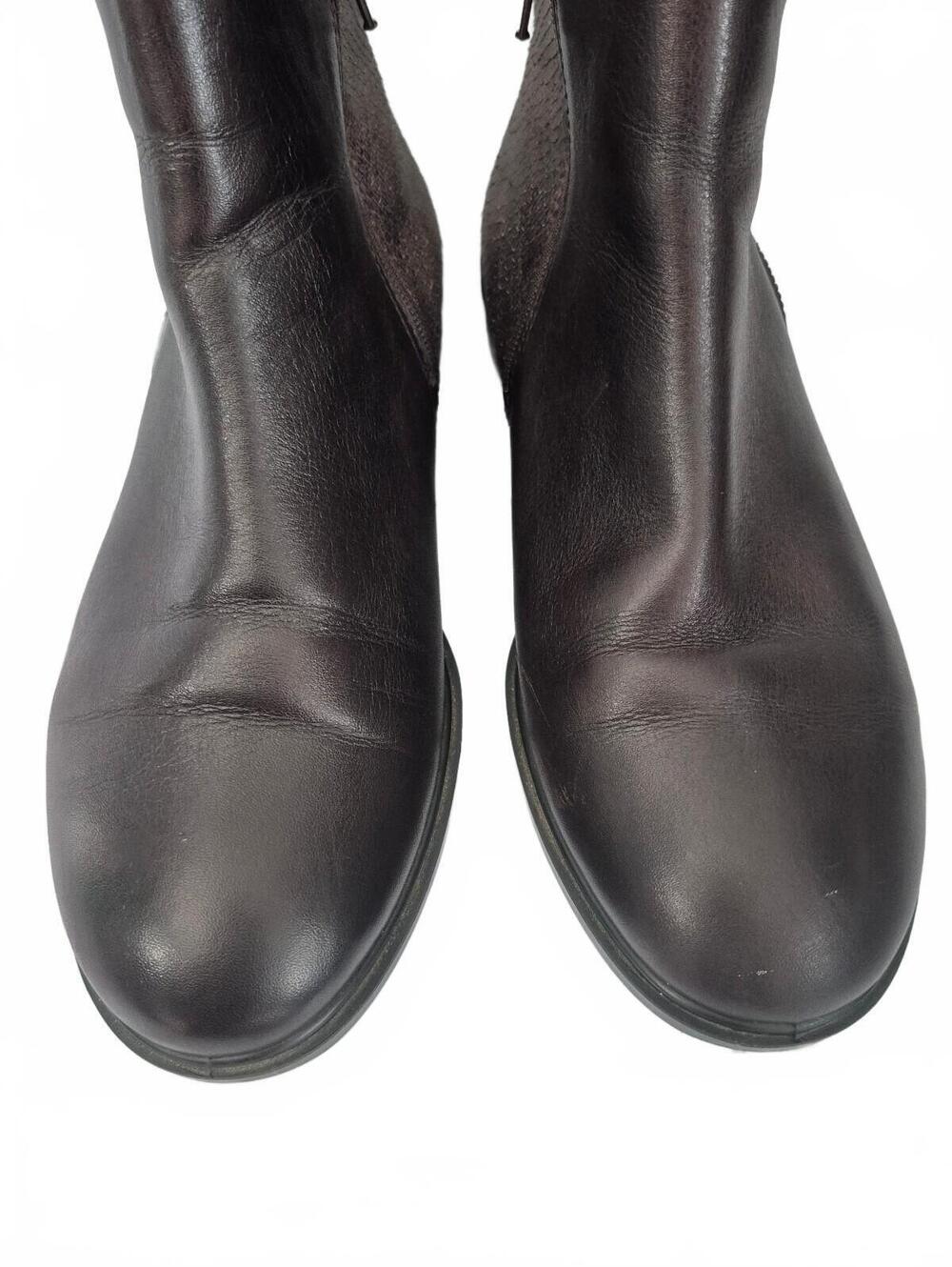 Ecco Women’s Brown Leather Ankle Boots Side Zip Size Eu 37 Ecco Women’s Dark Bro